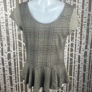 Preloved Reclaimed Fabrics Peplum Short Sleeve Top sz M